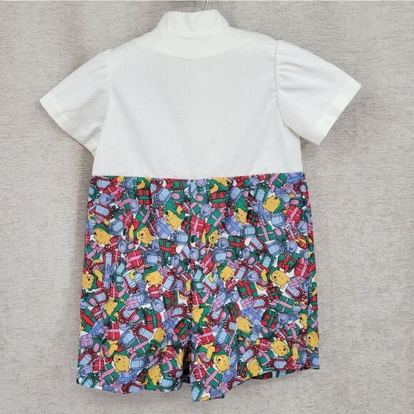 Vintage Handmade Bubble Romper with Faux Suspenders Winnie The Pooh Christmas - Picture 6 of 8